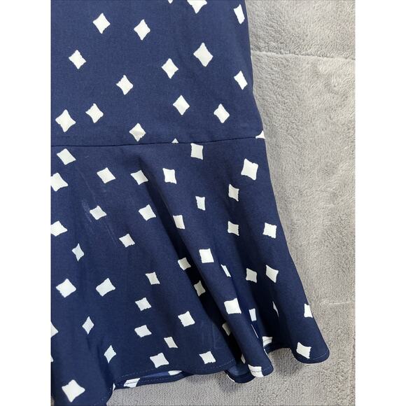 Vineyard Vines Dress Womens 6 Navy Diamond Print Flounce Flutter Sleeve Deep Bay - Picture 5 of 10